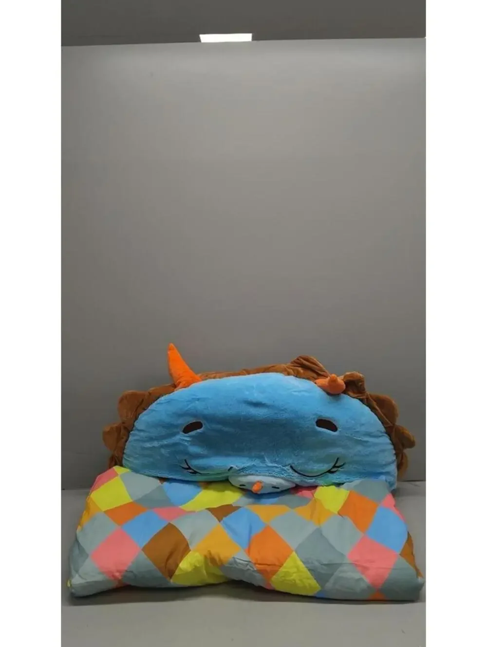 Happy Nappers Plush Pillow and Sleepy Sack Large Blue Triceratops - Picture 2 of 5